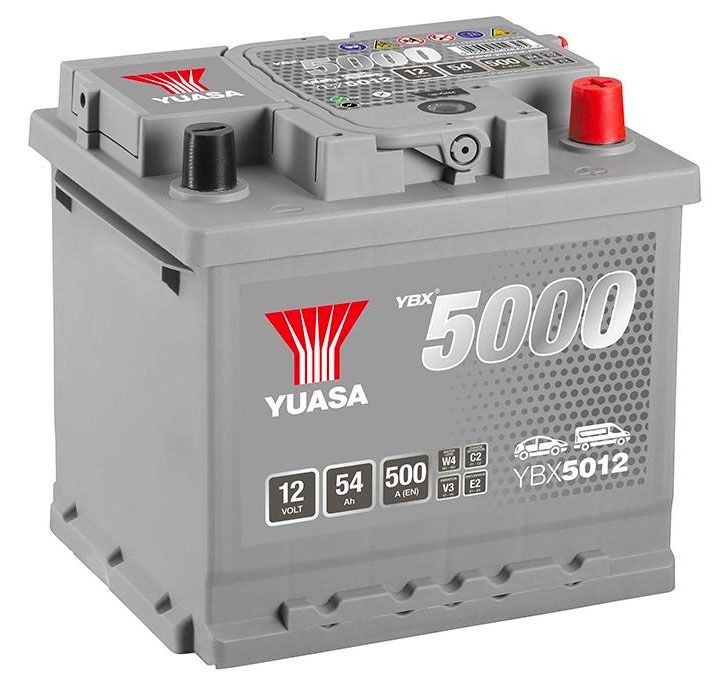 YBX5012 YUASA SILVER HIGH PERFORMANCE CAR BATTERY 12V 54AH HSB012-Powerland
