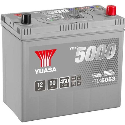 YBX5053 YUASA SILVER HIGH PERFORMANCE CAR BATTERY 12V 50AH CCA (EN) 450A-Powerland