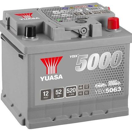 YBX5063 YUASA SILVER HIGH PERFORMANCE CAR BATTERY 12V 52AH HSB063-Powerland