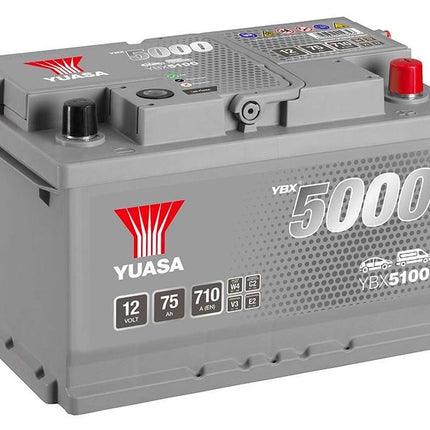 YBX5100 YUASA SILVER HIGH PERFORMANCE CAR BATTERY 12V 75AH HSB100-Powerland