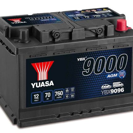 YBX9096 YUASA AGM START STOP CAR BATTERY 12V 70AH-Powerland