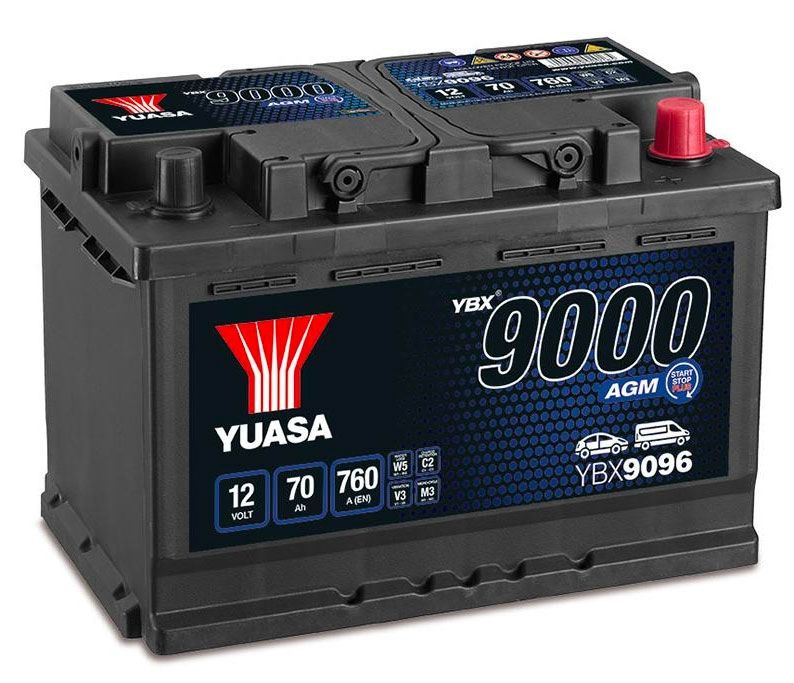 YBX9096 YUASA AGM START STOP CAR BATTERY 12V 70AH-Powerland