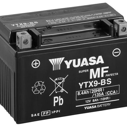 YUASA YTX9-BS MF MOTORCYCLE BATTERY 12V 8Ah 135CCA-Powerland