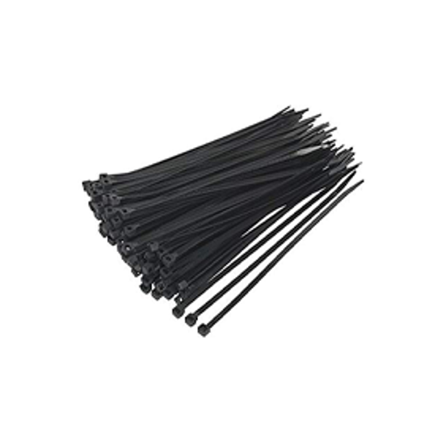 Black Plastic Cable Tie 300mm X 4.8mm (pack of 100) - Powerland.co.uk